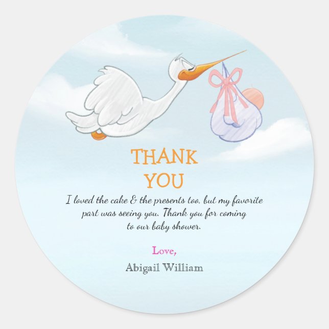 Adlige Vögel tragen Mädchen Babydusche Geschenk Runder Aufkleber (Vorderseite)