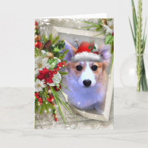 Adlige Weihnachten Corgi Welpe mit weißem Rahmen