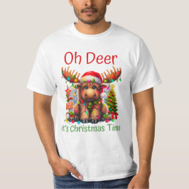 Adlige Weihnachten Elche mit Weihnachtsmannmütze u T-Shirt