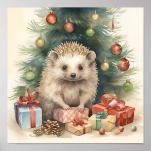 Adlige Weihnachts-Igel-Urlaubstext Poster