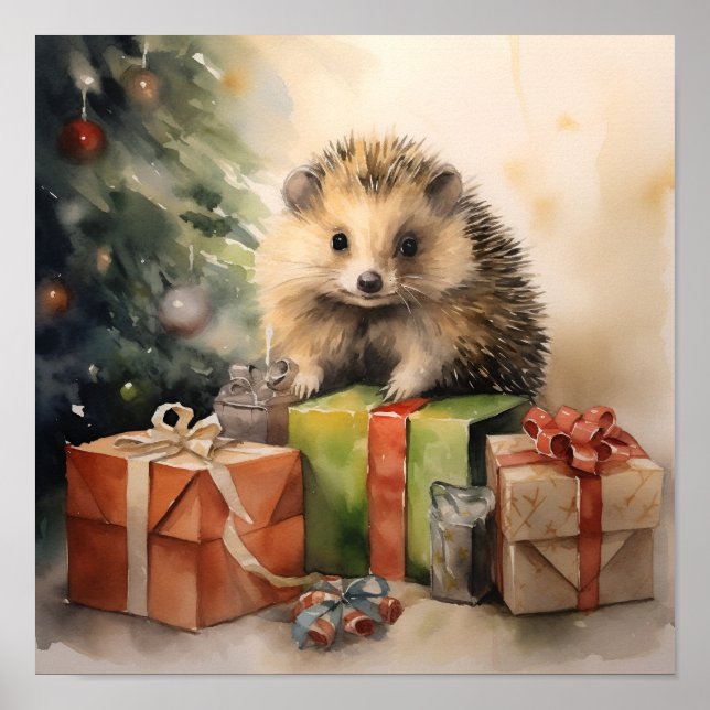 Adlige Weihnachts-Igel-Urlaubstext Poster (Vorne)