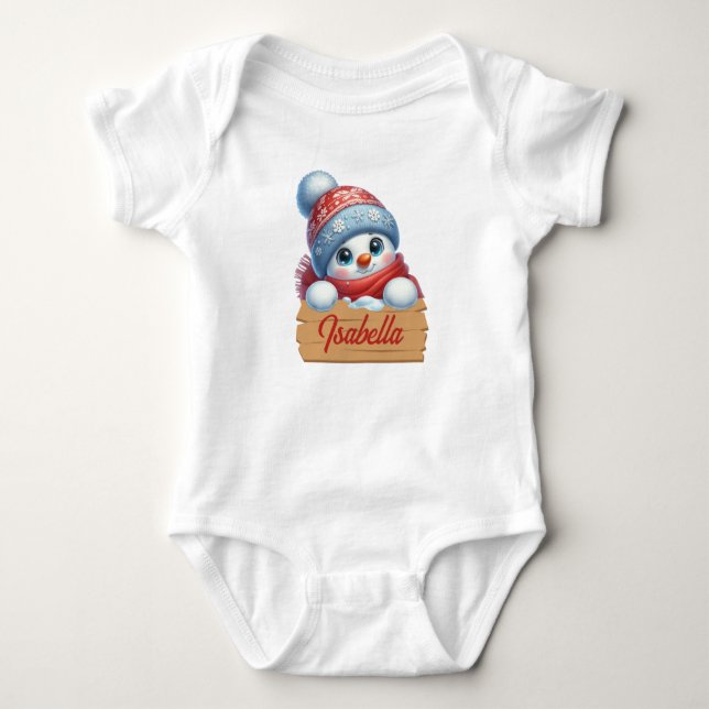 Adlige Weihnachts-Snowman Baby Bodysuit Baby Strampler (Vorderseite)