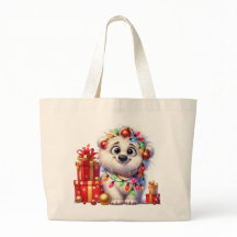 Adlige Weihnachts Welpe Große Tote Tasche
