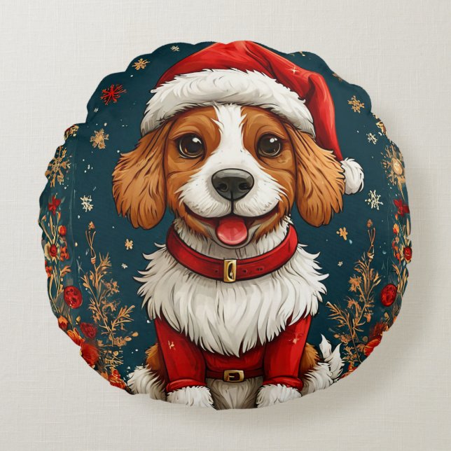 Adlige Weihnachtsjunge Rundes Kissen (Vorderseite)