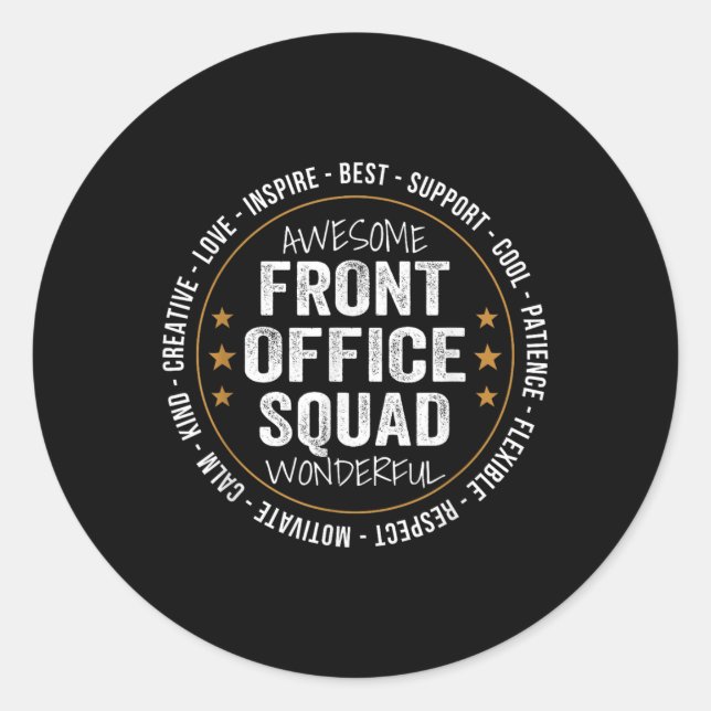 Admin Istant Funny Front Office Squad School Mitar Runder Aufkleber (Vorderseite)