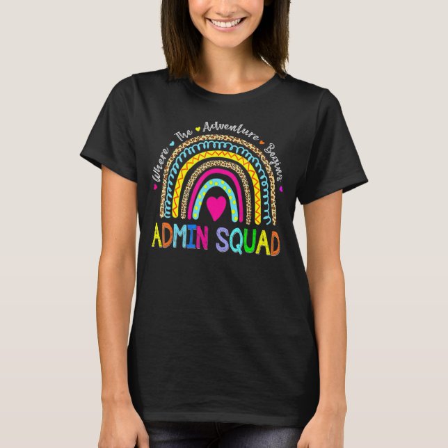 Admin Squad Administrator Rainbow Teacher zurück T-Shirt (Vorderseite)