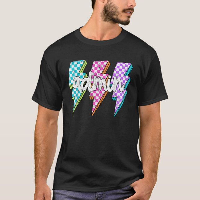 Admin Squad Lightning Bolt School Assistant Princi T-Shirt (Vorderseite)