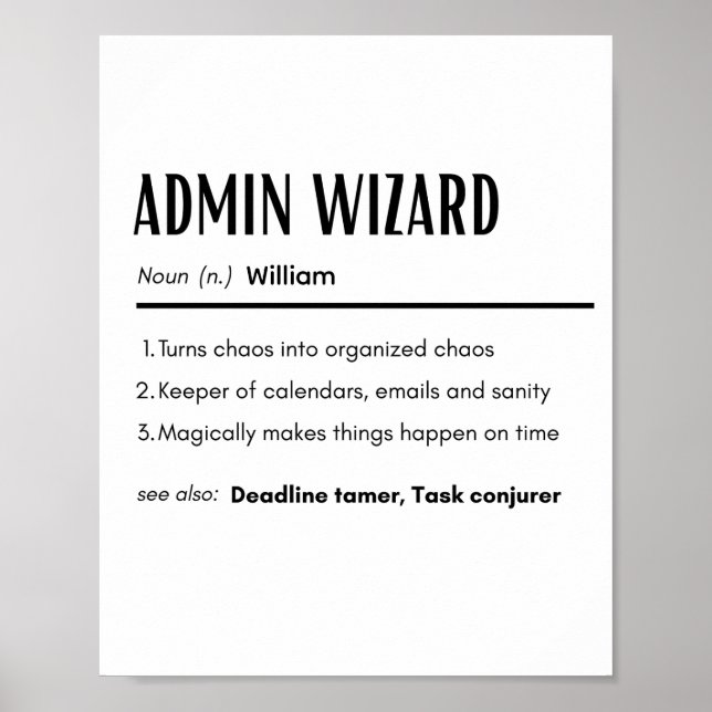 Admin-Zauberer Lustige Definition Personalisierter Poster (Vorne)