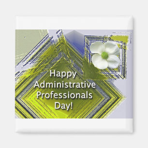 Administrativ Day White Floral Magnet
