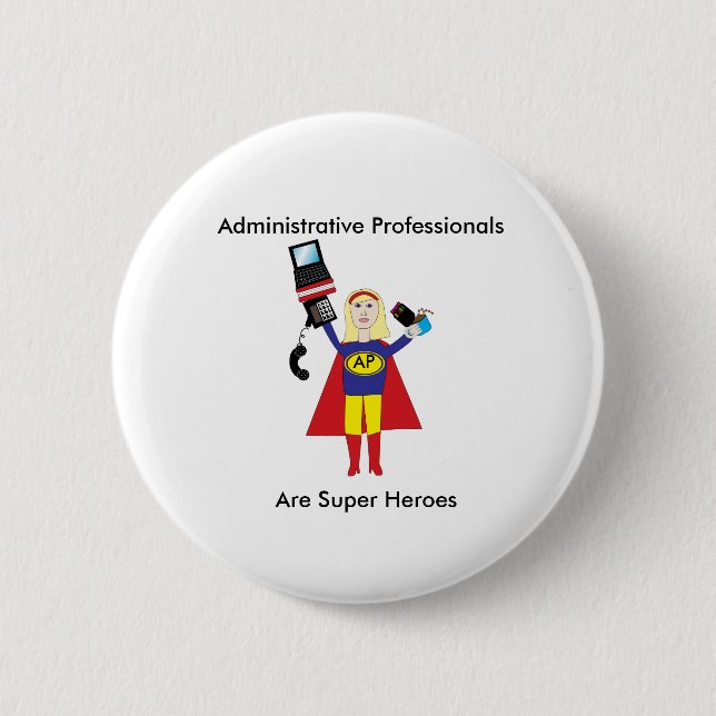 Administrative Beruflich Funny Helden personalisie Button (Vorderseite)