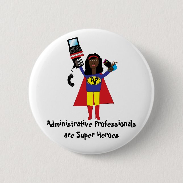 Administrative Beruflich Super Hero (African Am Button (Vorderseite)
