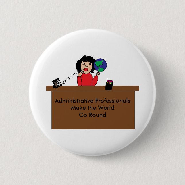 Administrative Beruflich World (Dunkle Haare) Button (Vorderseite)