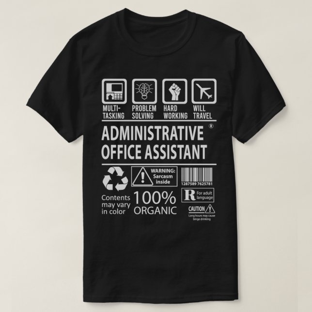 Administrative Office Assistant MultiTasking Certi T-Shirt (Design vorne)