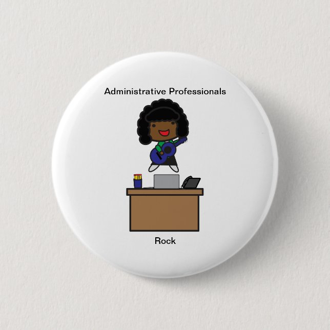 Administrative Professionals Rock AfricanAmerican Button (Vorderseite)