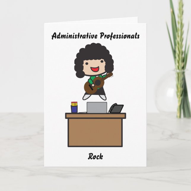 Administrative Professionals Rock dunkles Haar Fun Karte (Vorderseite)