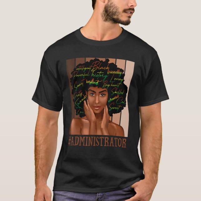 Administrator Afro American Women Black T-Shirt (Vorderseite)