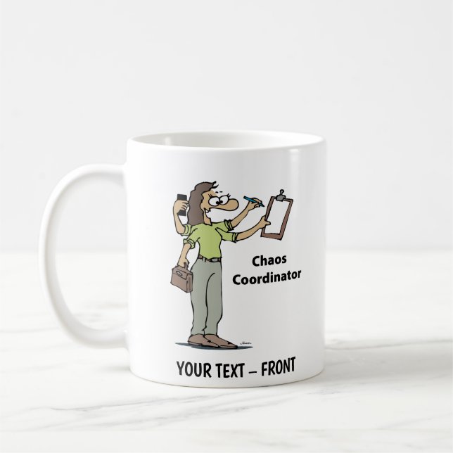 Administrator Cartoon Frau Kaffeetasse (Links)