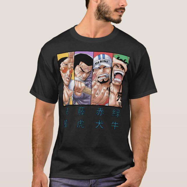 Admiral Akainu Kizaru Fujitora und Ryokugyu T-Shirt (Vorderseite)