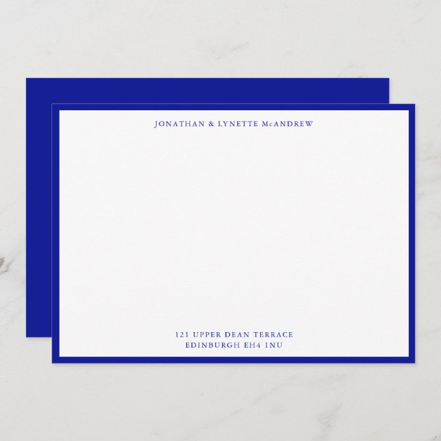 Admiral Blue Classic Border Flat Note Card Mitteilungskarte (Vorne/Hinten)