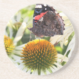 Admiral Butterfly auf Blume Getränkeuntersetzer