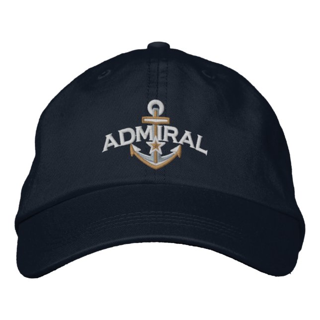 Admiral Nautical Star Anchor Embroidery Bestickte Baseballkappe (Vorderseite)