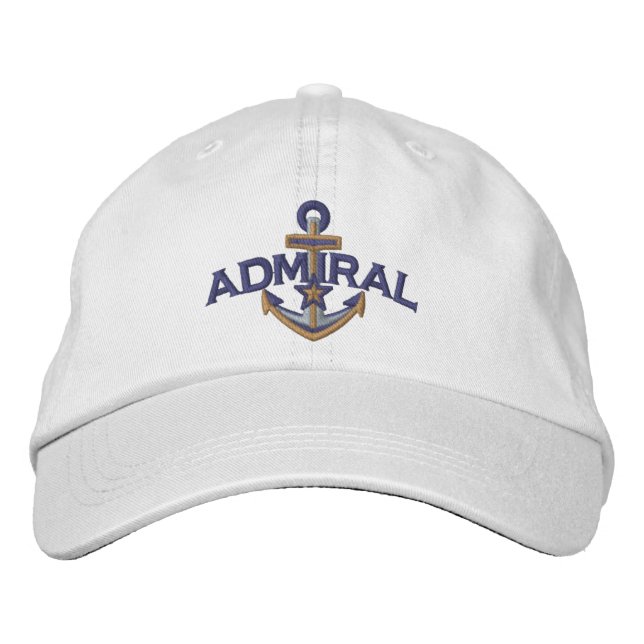 Admiral Nautical Star Anchor Embroidery Bestickte Baseballkappe (Vorderseite)