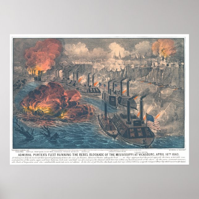 Admiral Porters Flotte, die die Blockade der Rebel Poster (Vorne)