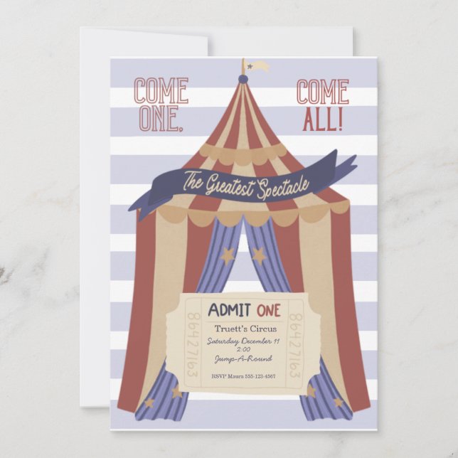 Admit ONE Circus Birthday Invitation Einladung (Vorderseite)