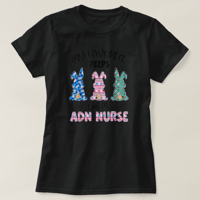 ADN Nurse Floral Bunnies Nurse Oster  T-Shirt (Design vorne)