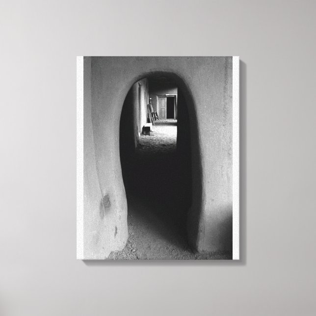 Adobe Doorway Architecture Black & White Foto Leinwanddruck (Vorderseite)