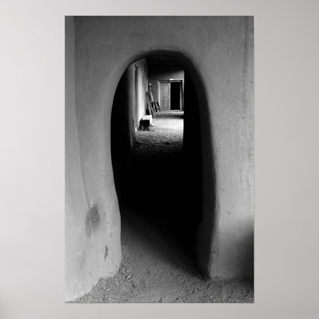 Adobe Doorway Architecture Black & White Foto Poster (Vorne)
