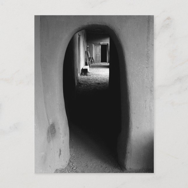 Adobe Doorway Architecture Black & White Foto Postkarte (Vorderseite)