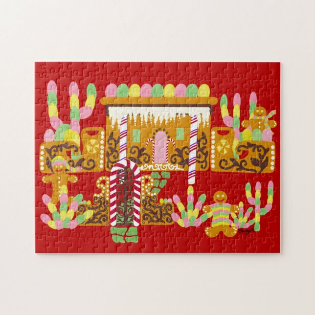 Adobe Gingerbrot House mit Gum Drops Puzzle (Horizontal)