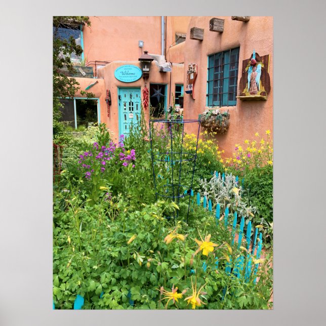 Adobe House Garden New Mexico Foto Poster (Vorne)