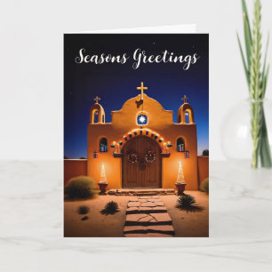 Adobe-Kirche New Mexico Weihnachtsszene Feiertagskarte