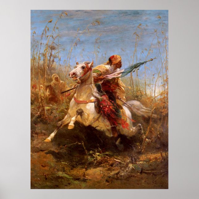 Adolf Schreyer arabischer Krieger, der eine Anklag Poster (Vorne)