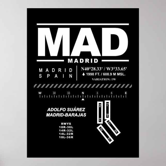 Adolfo Suárez Madrid-Barajas Flughafen MAD Poster (Vorne)