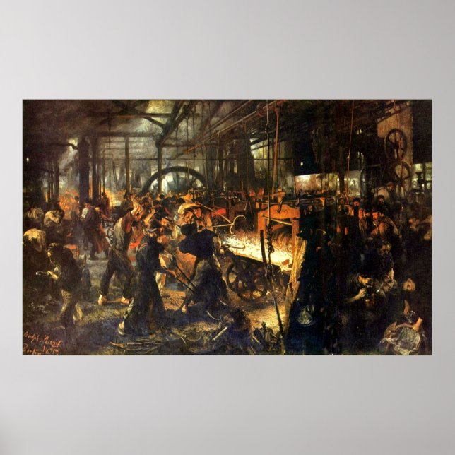 Adolph von Menzel Iron Rolling Mill Poster (Vorne)
