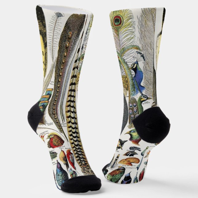Adolphe Millot Dark Academia Vintage Vogel Feder Socken (Gewinkelt)