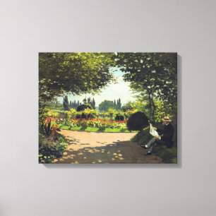 Adolphe Monet Reading im Garten - Claude Monet Leinwanddruck