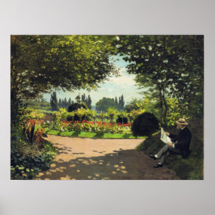 Adolphe Monet Reading im Garten - Claude Monet Poster