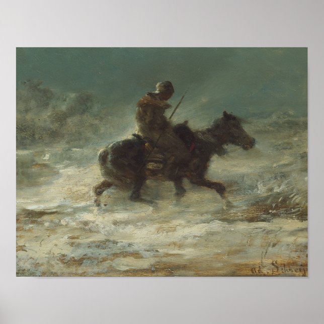 Adolphe Schreyer - Mann mit Lanze durch Poster (Vorne)