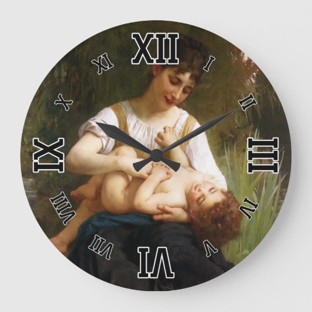 Adolphus Child and Tee von William Bouguereau Große Wanduhr (Vorderseite)