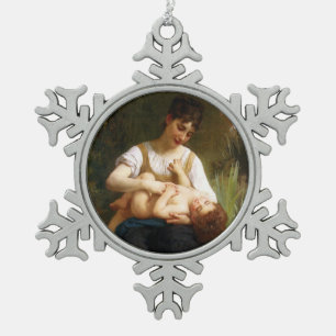 Adolphus Child and Tee von William Bouguereau Schneeflocken Zinn-Ornament