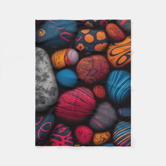 ADOM Abstrakte bemalte Steine Wurfdecke Fleecedecke (Vorderseite)