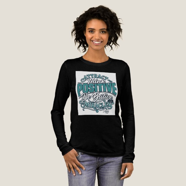 ADOM "Attract Positive" Damen Langarmshirt Tri-Blend Shirt (Volle Vorderseite)