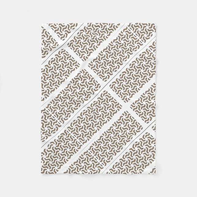 ADOM Beige Geometrische Gitterdecke Fleecedecke (Vorderseite)