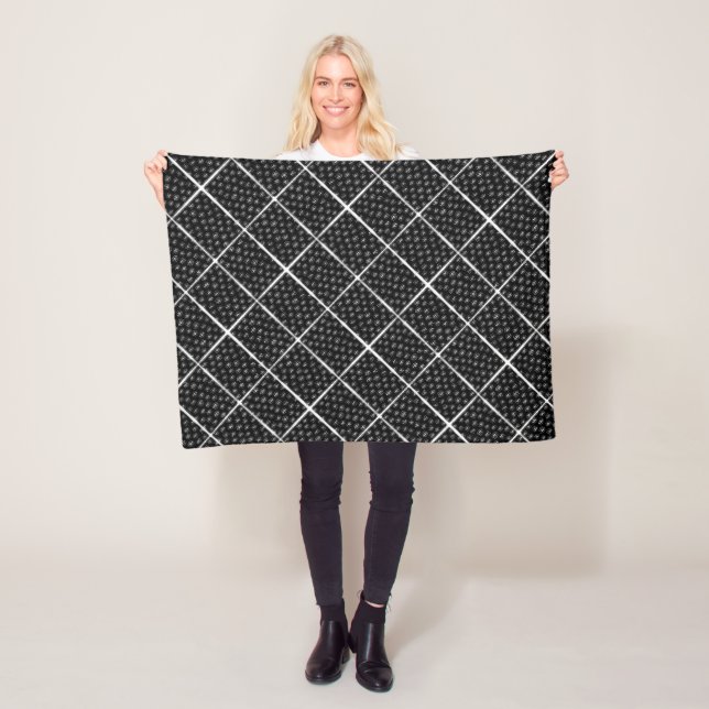 ADOM Black Grid Diamond Blanke Fleecedecke (Beispiel)