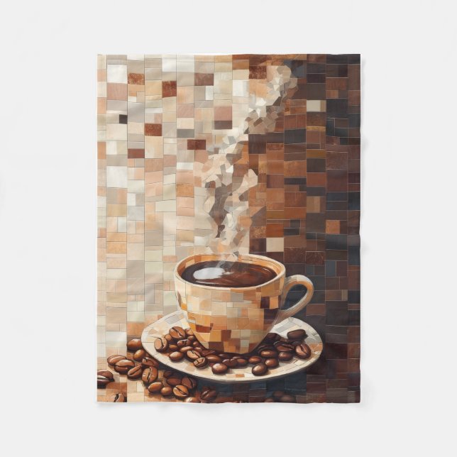 ADOM Coffee Mosaic Wurfdecke Fleecedecke (Vorderseite)