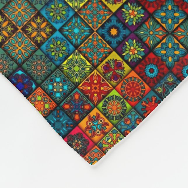 ADOM Farbige Mosaikfliesen-Decke Fleecedecke (Ecke)